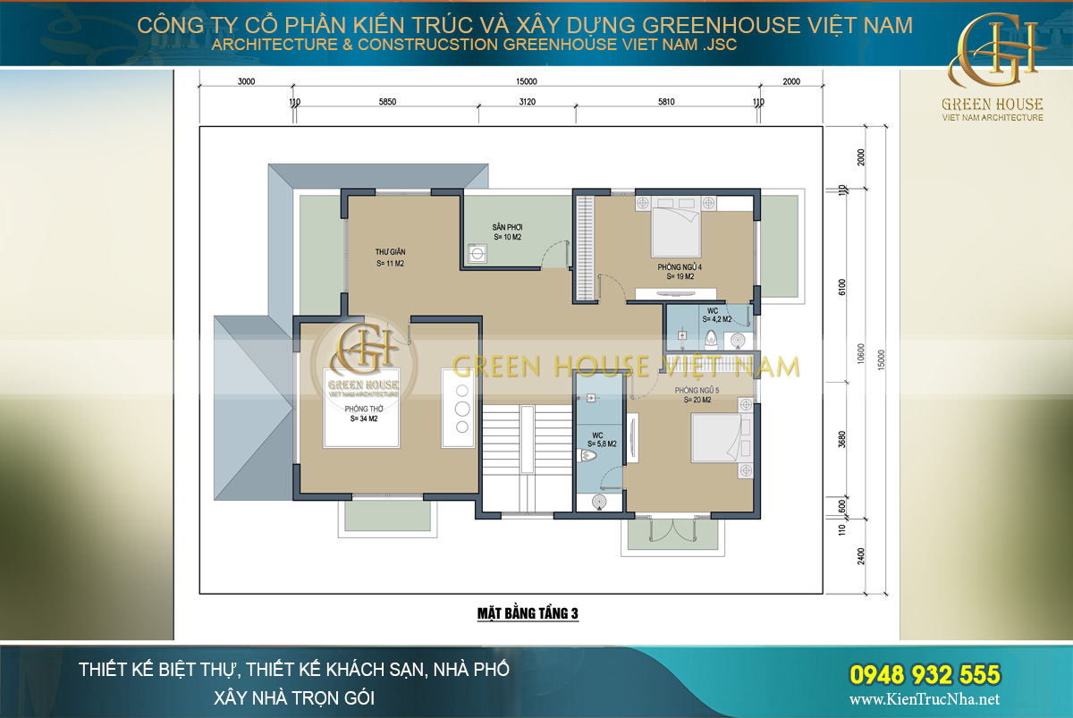 Biệt thự tân cổ điển 3 tầng mái bằng Biệt thự tân cổ điển 3 tầng mái bằng