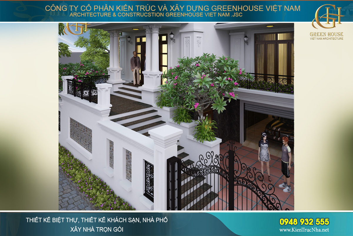 thi công trọn gói biệt thự tân cổ điển 3 tầng diện tích 15x18m