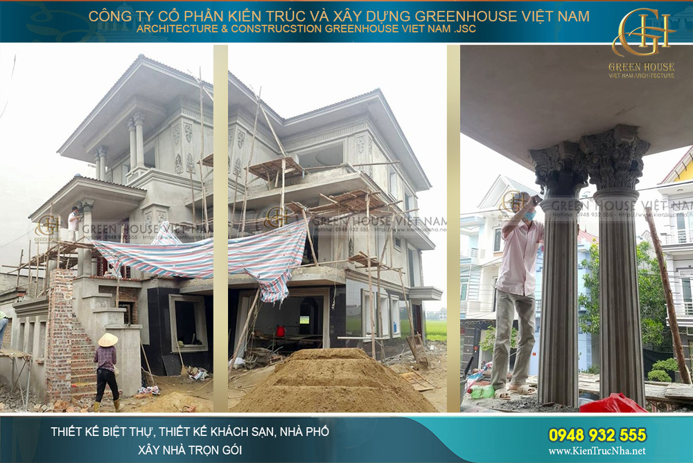thi công trọn gói biệt thự tân cổ điển 3 tầng diện tích 15x18m