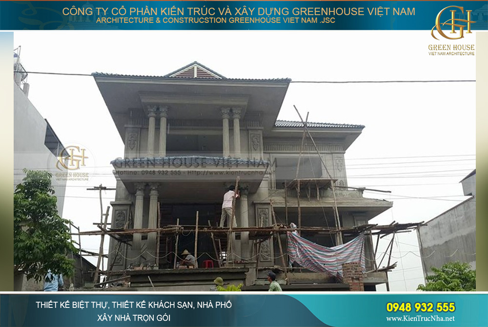 thi công trọn gói biệt thự tân cổ điển 3 tầng diện tích 15x18m