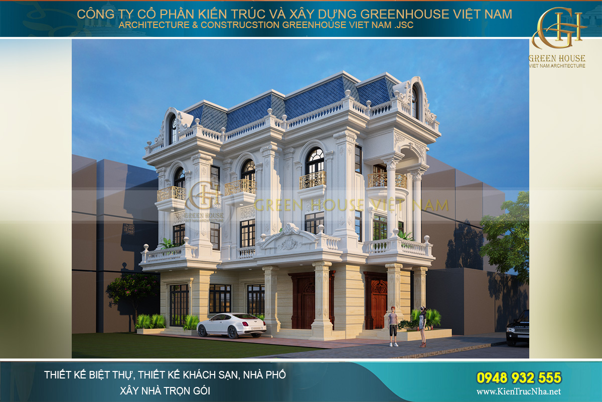 biệt thự tân cổ điển 3 tầng mặt tiền 13m