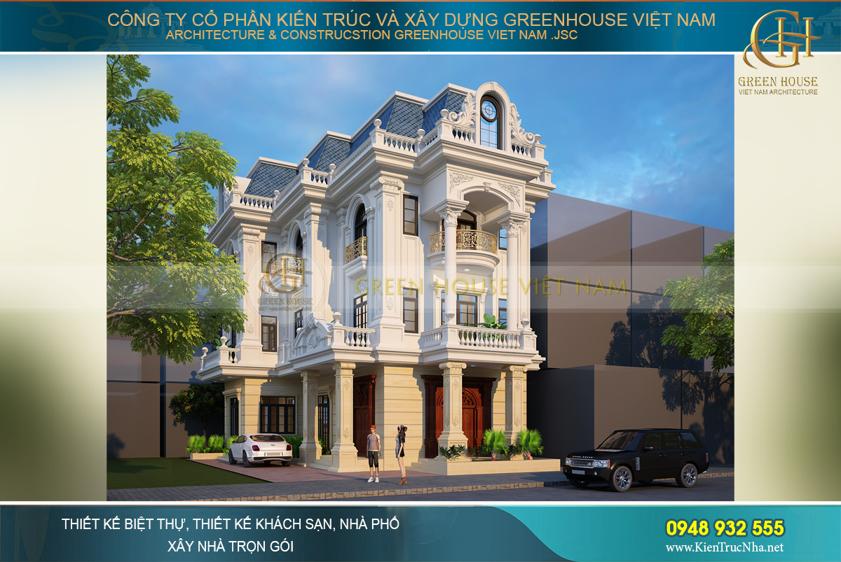 biệt thự tân cổ điển 3 tầng mặt tiền 13m