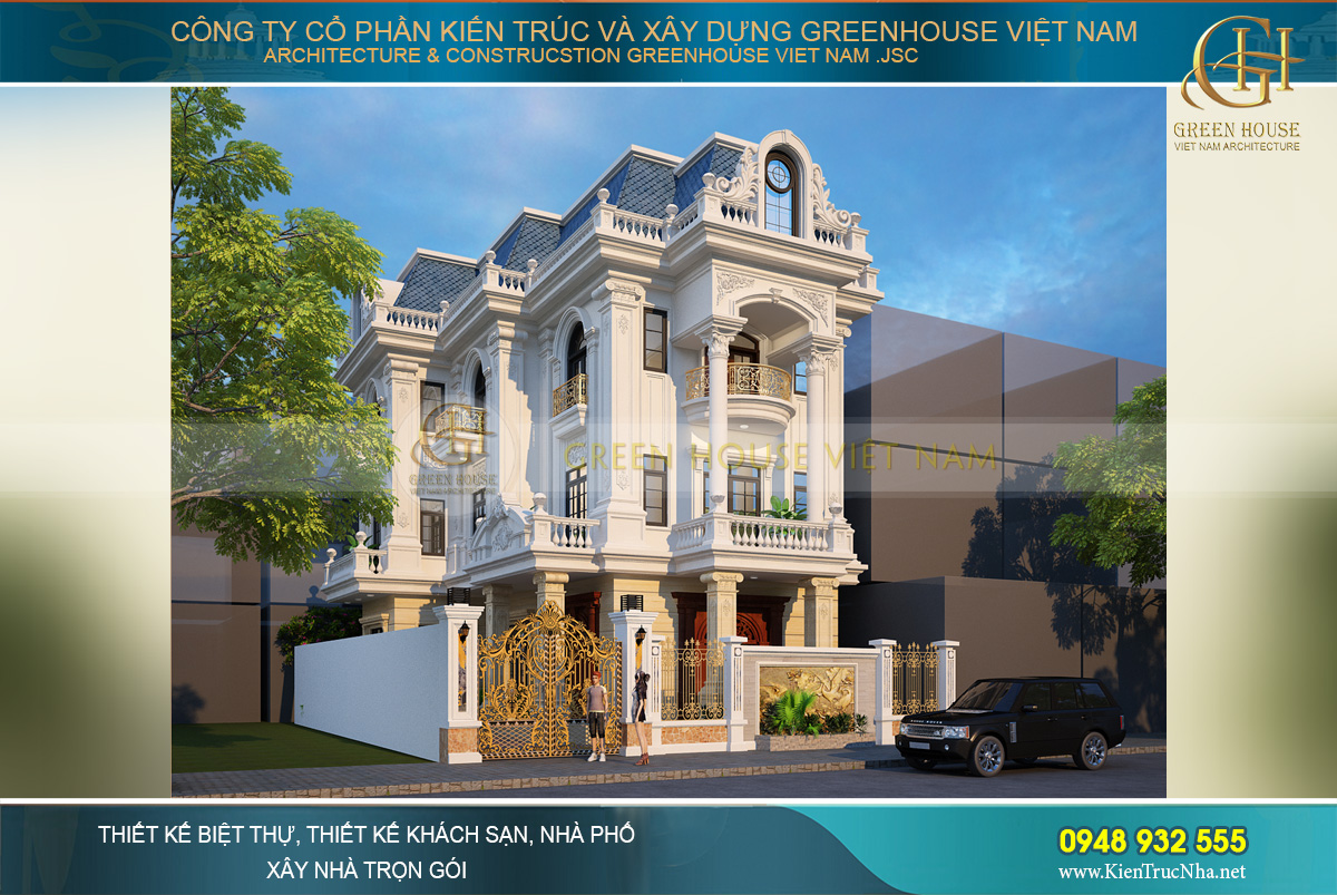 biệt thự tân cổ điển 3 tầng mặt tiền 13m