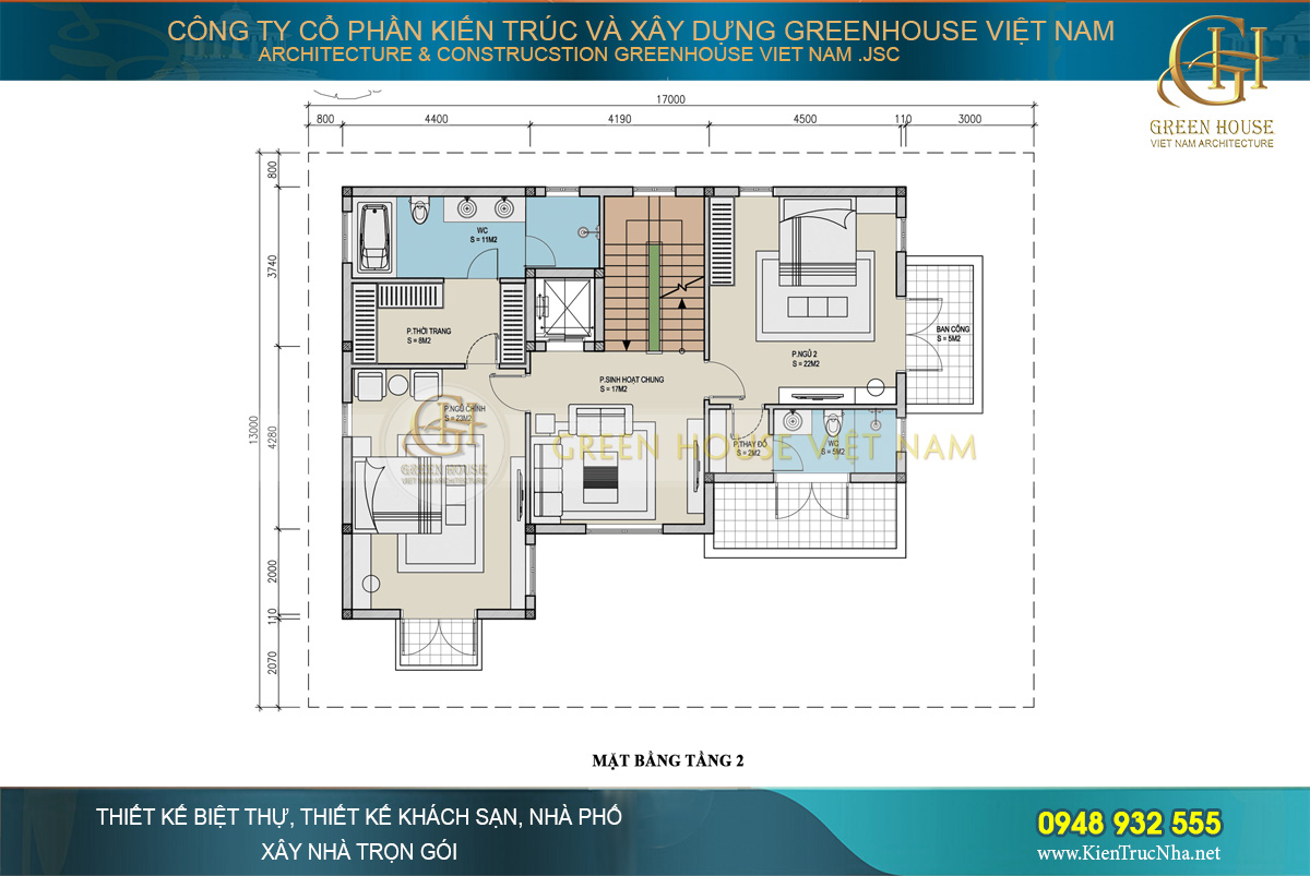 biệt thự tân cổ điển 3 tầng mặt tiền 13m