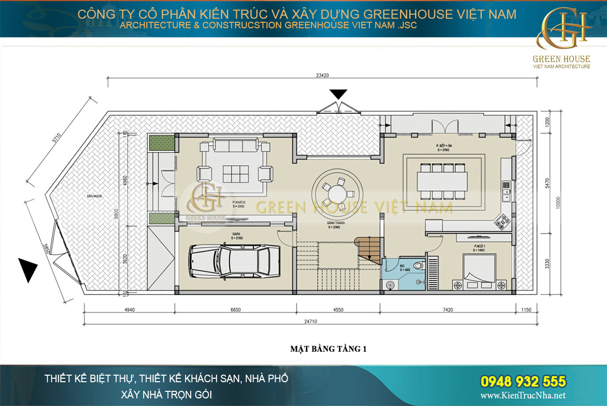Mẫu biệt thự tân cổ điển 3 tầng mặt tiền 10m