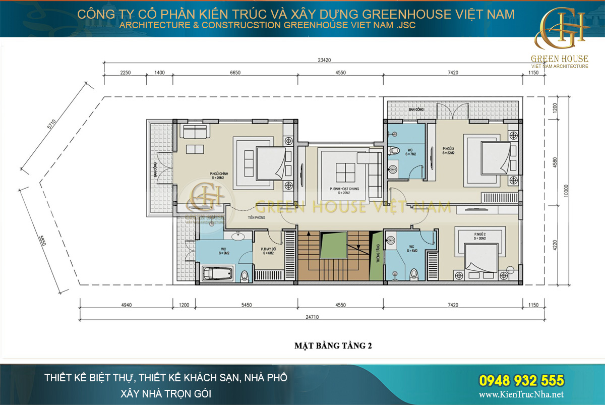 Mẫu biệt thự tân cổ điển 3 tầng mặt tiền 10m