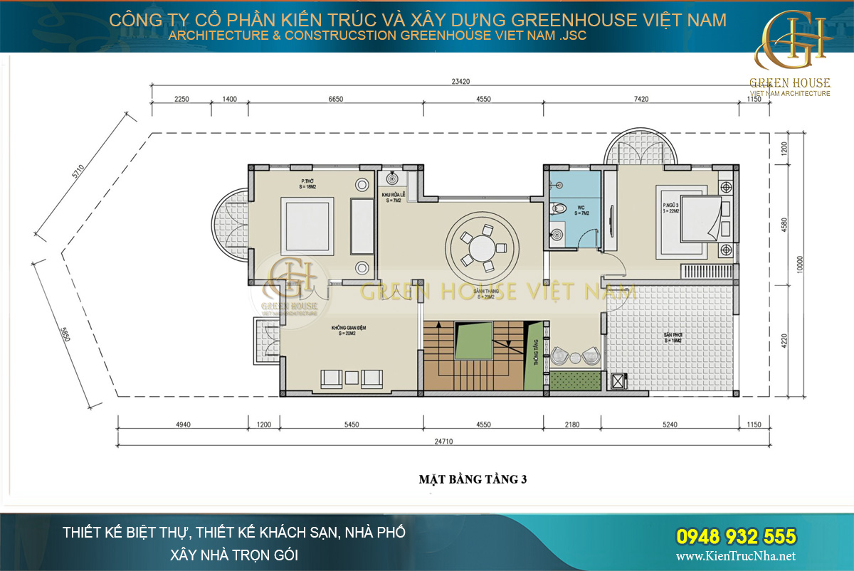 Mẫu biệt thự tân cổ điển 3 tầng mặt tiền 10m