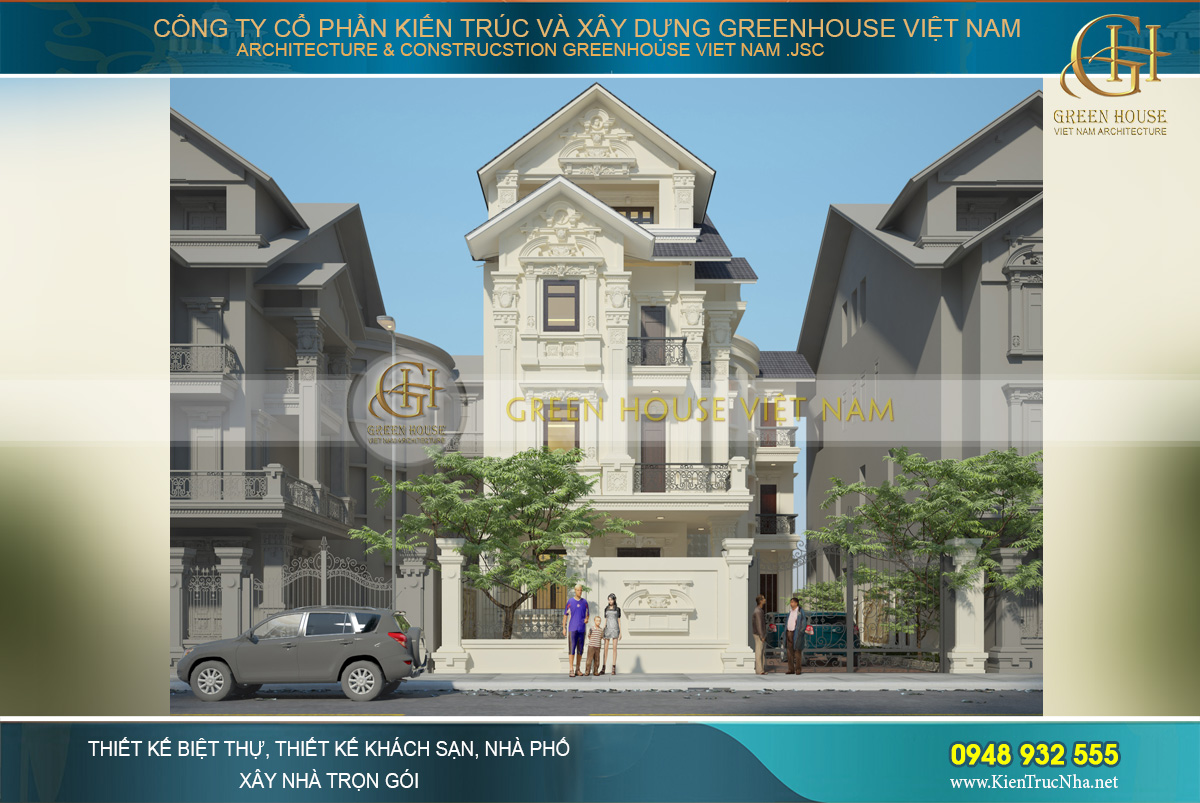 Biệt thự tân cổ điển 4 tầng mặt tiền 10m