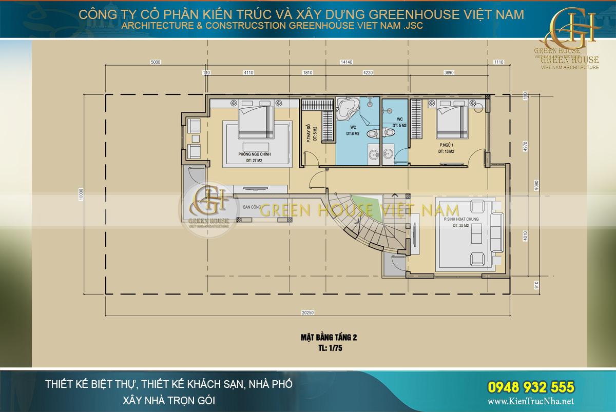 mặt bằng biệt thự tân cổ điển 4 tầng mặt tiền 10m