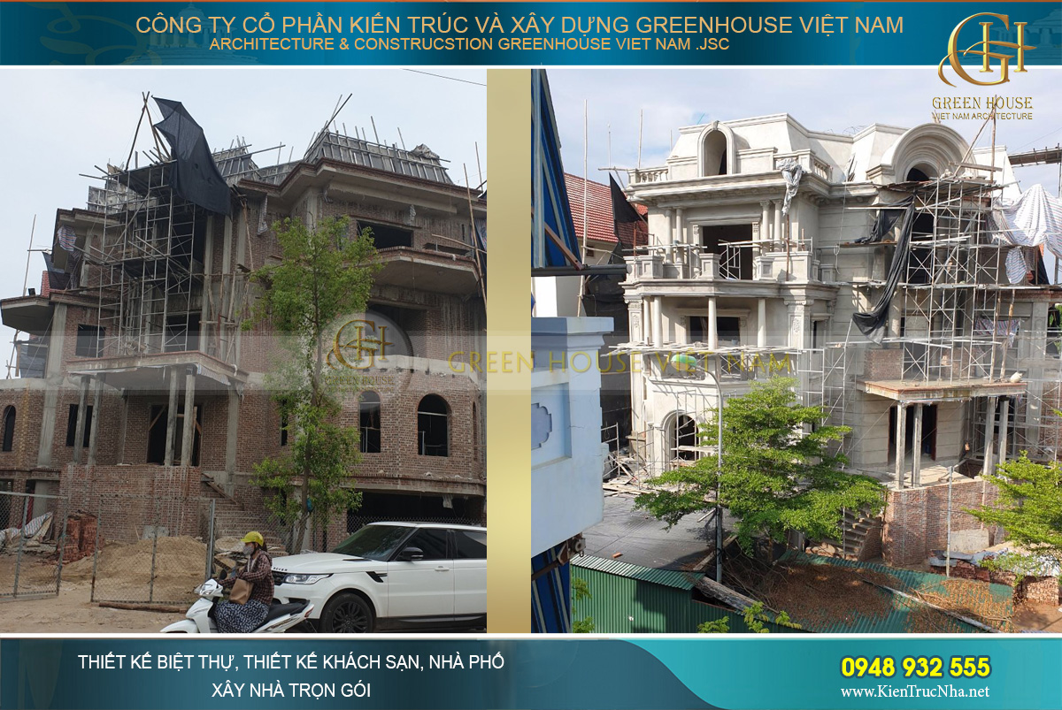 thi công trọn gói biệt thự tân cổ điển 3 mặt tiền tại Bắc Giang