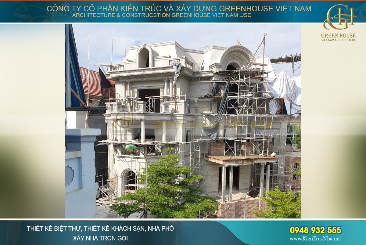 thi công trọn gói biệt thự tân cổ điển 3 mặt tiền tại Bắc Giang