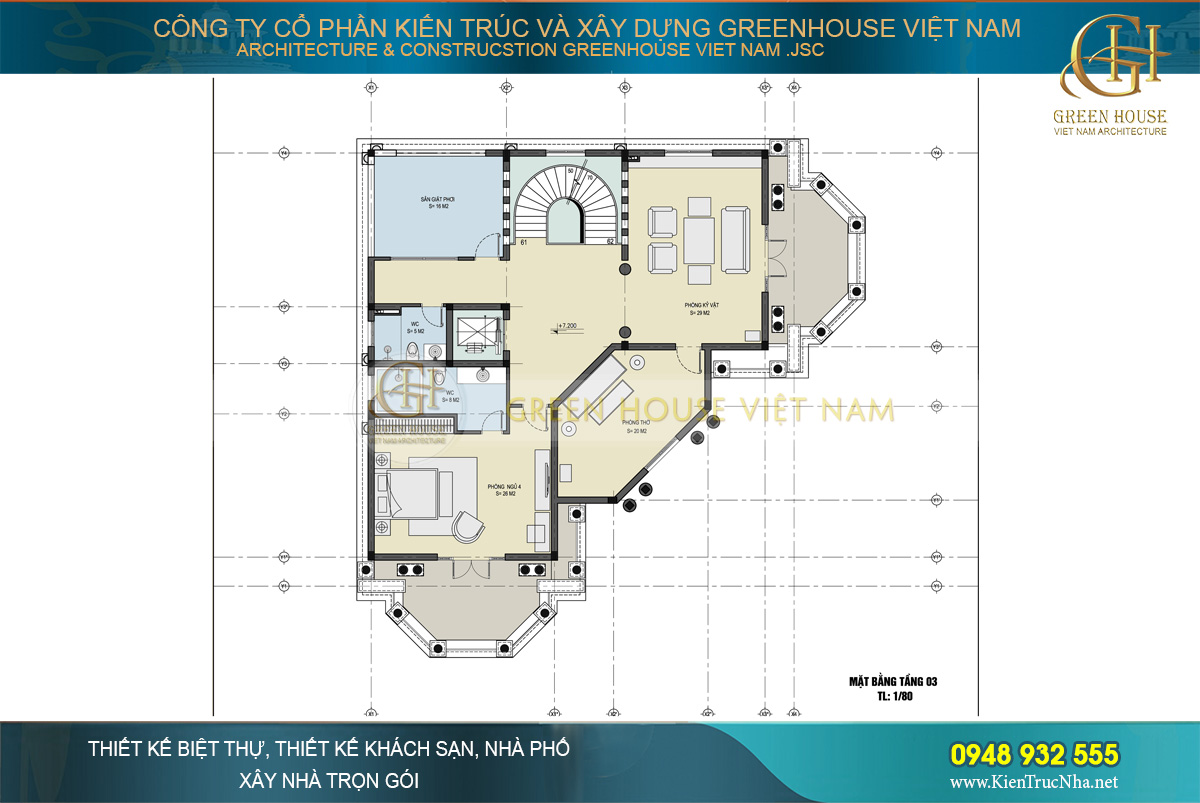 thi công trọn gói biệt thự tân cổ điển 3 mặt tiền tại Bắc Giang