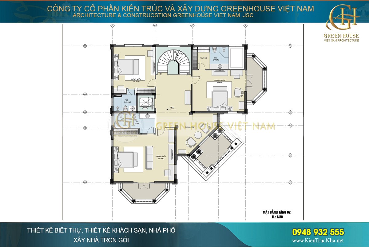 thi công trọn gói biệt thự tân cổ điển 3 mặt tiền tại Bắc Giang