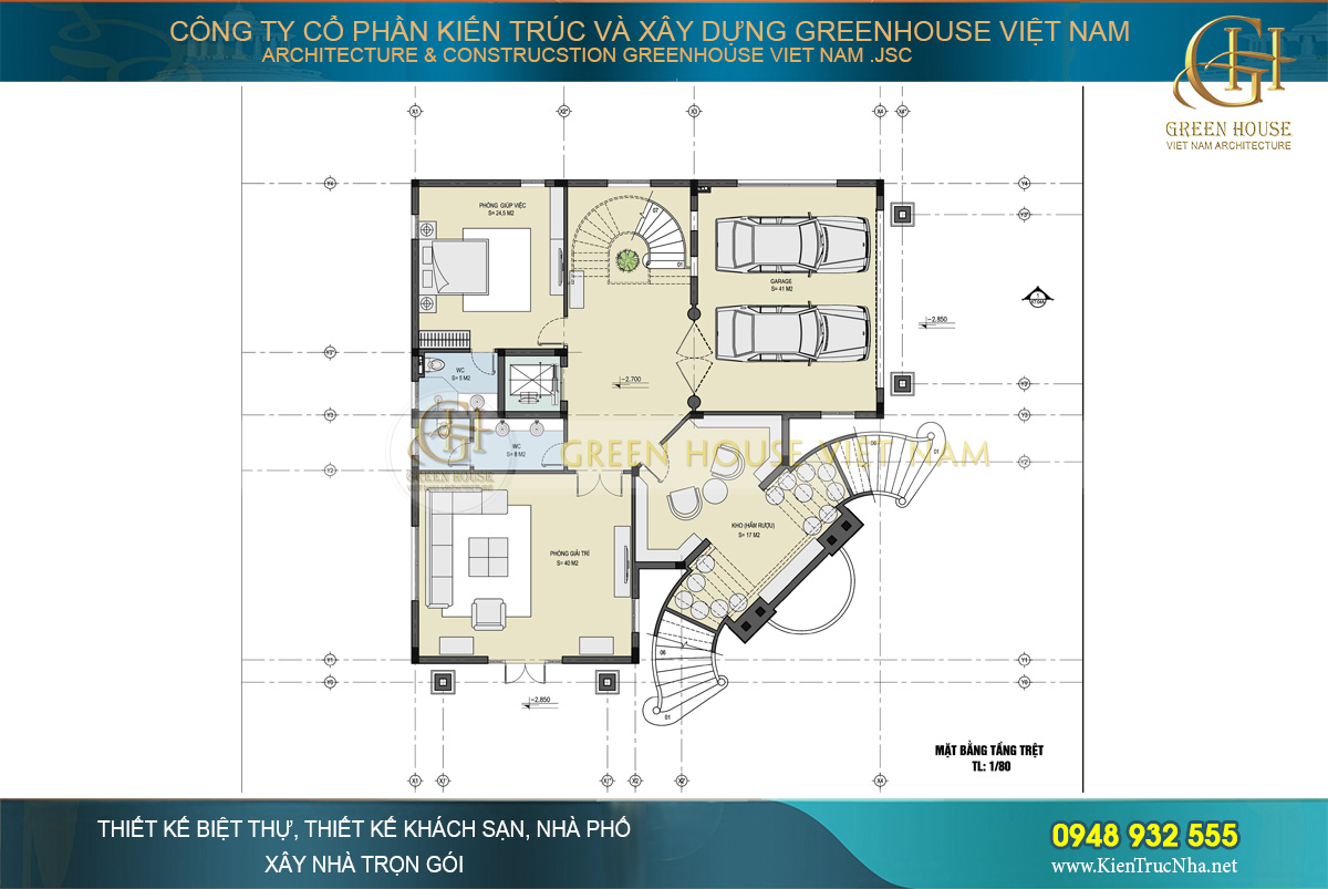 thi công trọn gói biệt thự tân cổ điển 3 mặt tiền tại Bắc Giang