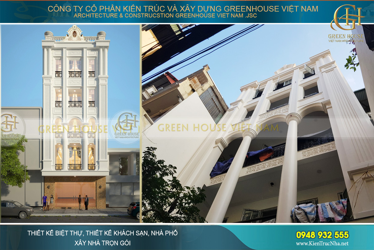 Thi công trọn gói biệt thự tân cổ điển 5 tầng