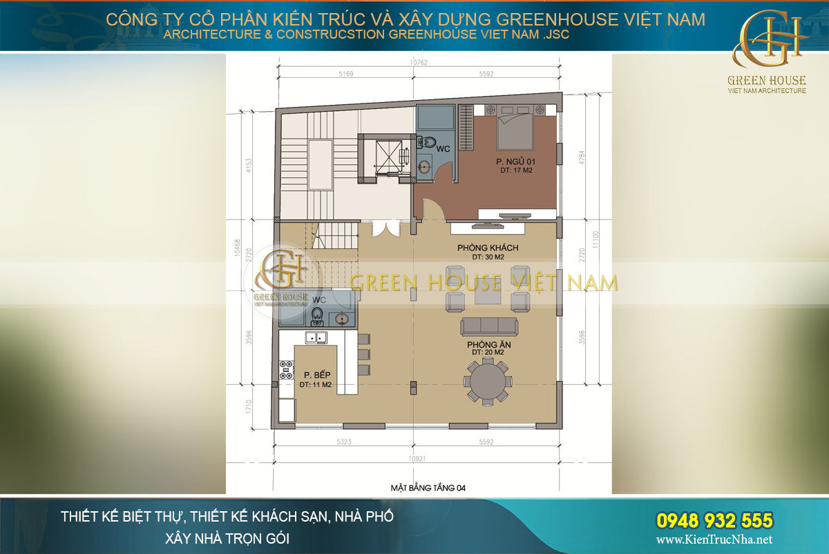 Mẫu biệt thự tân cổ điển 5 tầng mặt tiền 11m
