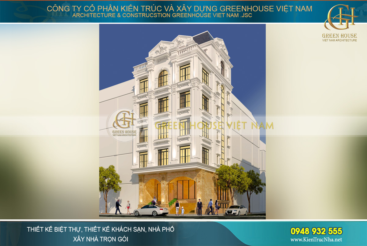 Mẫu biệt thự tân cổ điển 5 tầng mặt tiền 11m