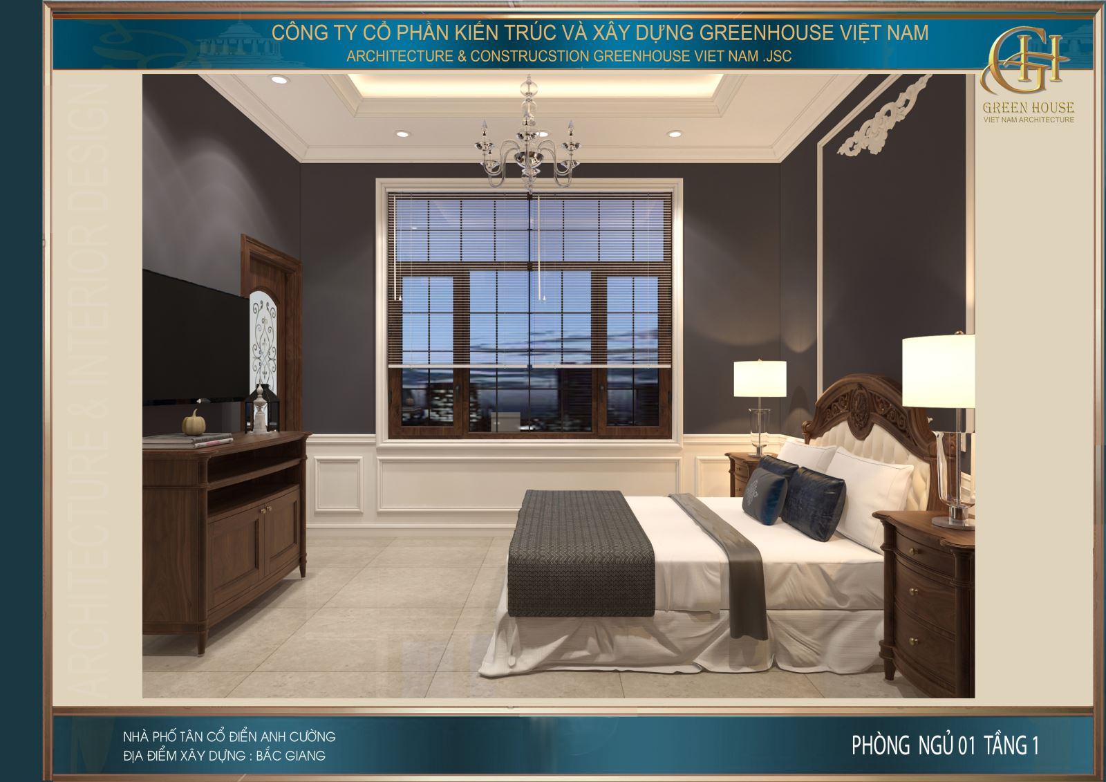 Hệ thống nội thất đồng bộ với không gian phòng khách