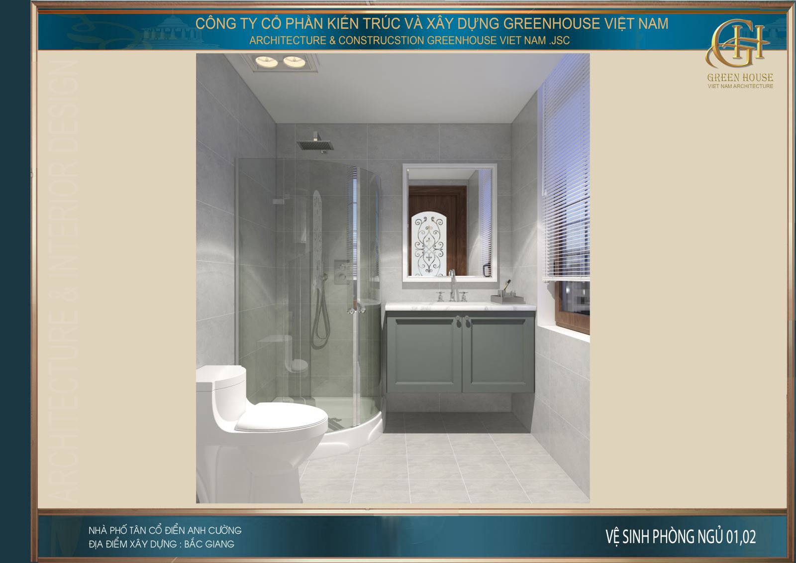 Thiết kế phòng vệ sinh riêng cho phòng ngủ tại tầng 1