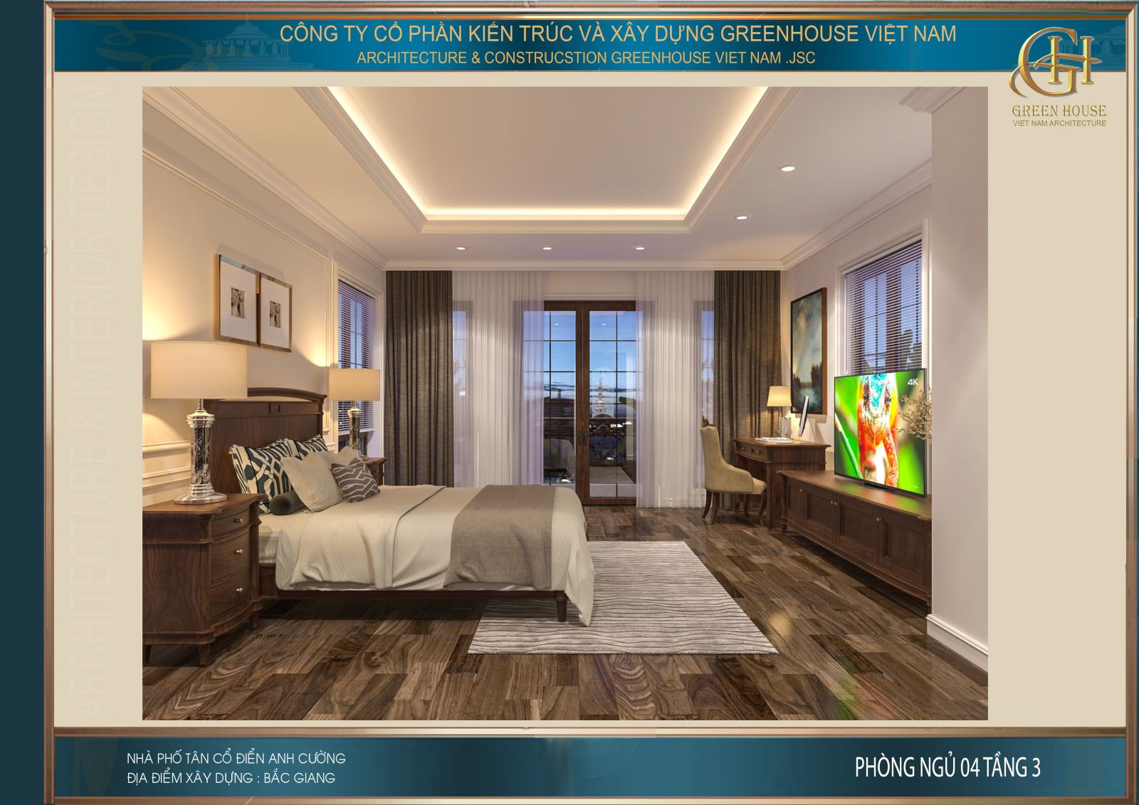 Phòng ngủ trên tầng 3 có thiết kế tương đồng với phòng ngủ tại tầng 1 và tầng 2