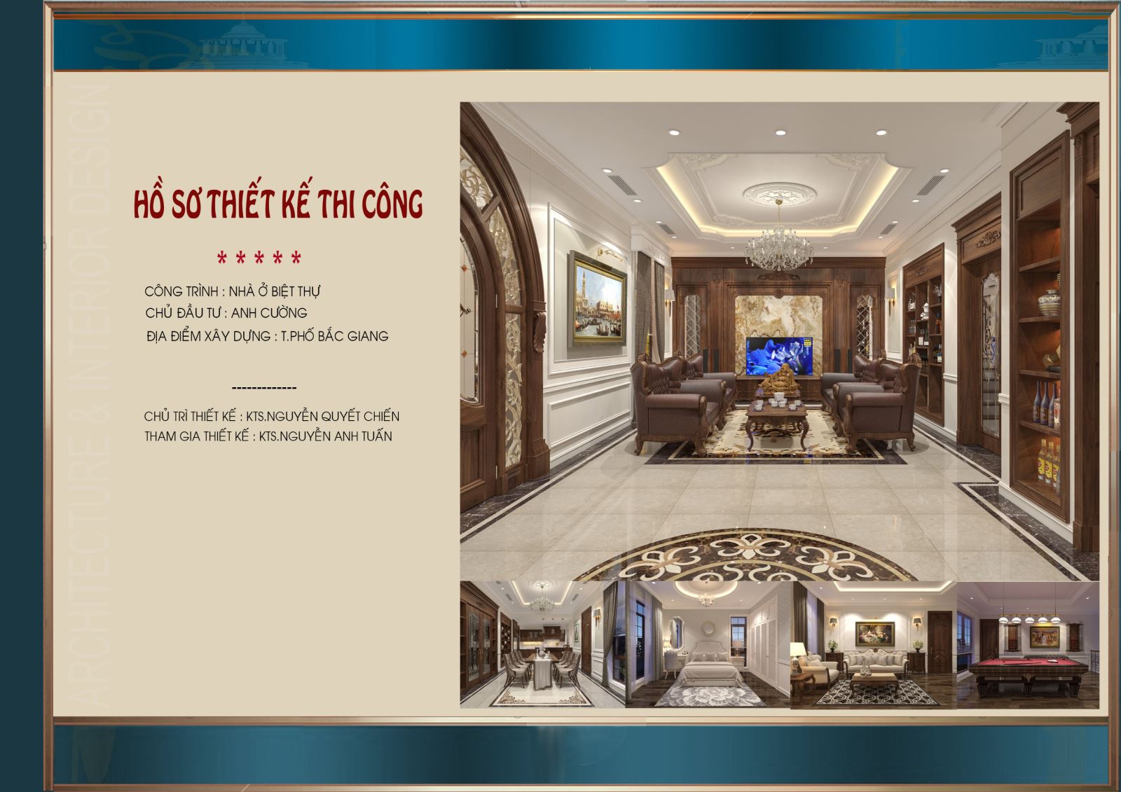 Thiết kế nội thất biệt thự tân cổ điển 3 tầng đẳng cấp tại Bắc Giang