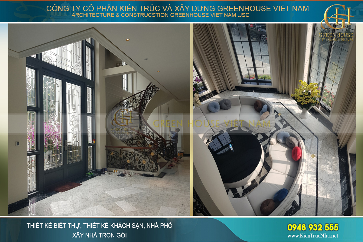 Sảnh tầng 1 biệt thự tân cổ điển