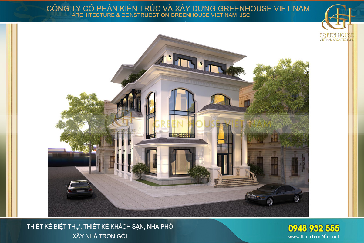 Công trình biệt thự với nước sơn trắng tinh khôi, trang nhã mà vô cùng hút mắt