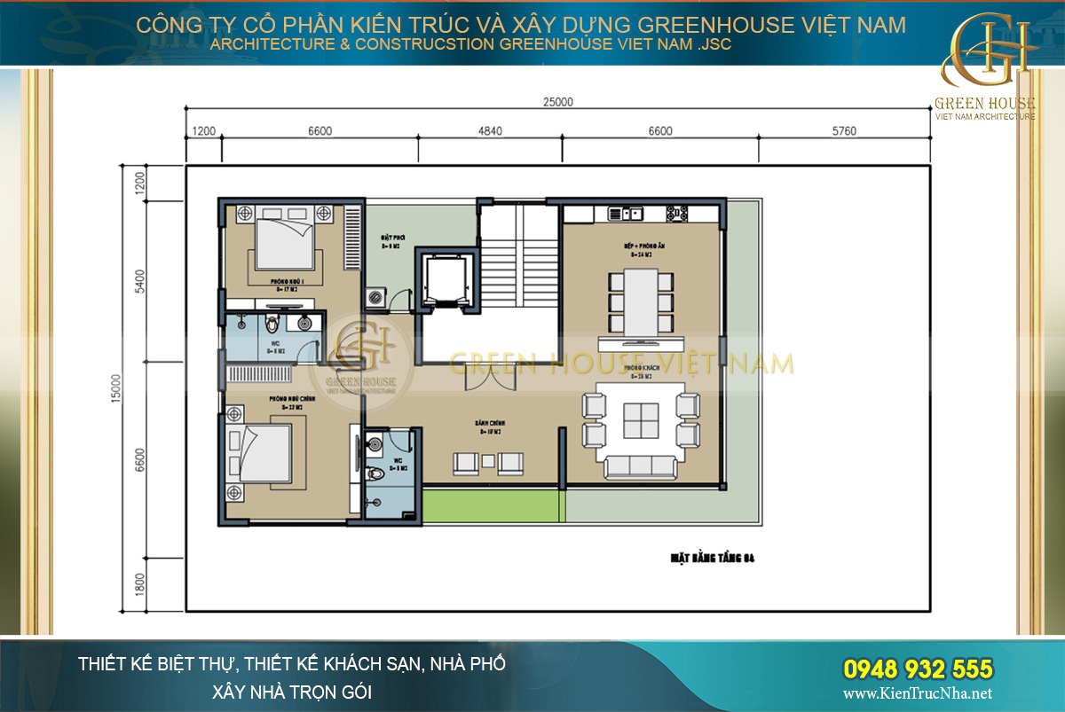 Mặt bằng công năng tầng 4 với không gian ở riêng tư của gia chủ