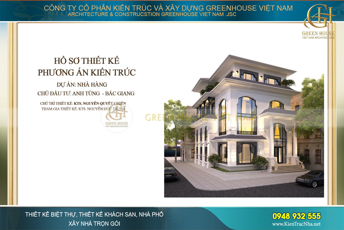 Thiết kế nhà hàng 4 tầng phong cách tân cổ điển đẹp tại Bắc Giang