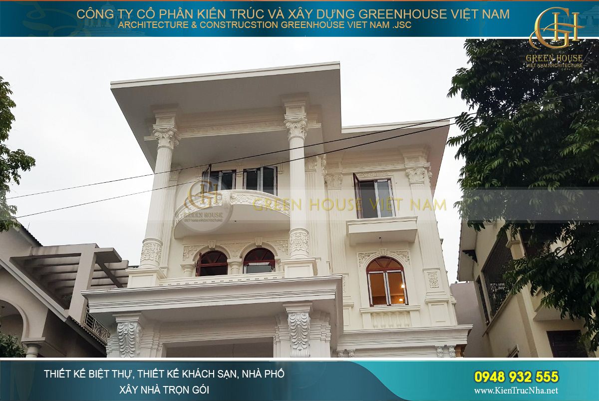 Thi công trọn gói biệt thự phố 4 tầng tân cổ điển diện tích 150m2