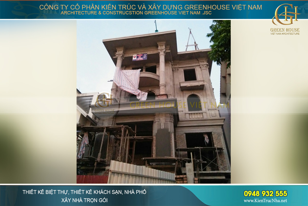 thi công biệt thự tân cổ điển 4 tầng