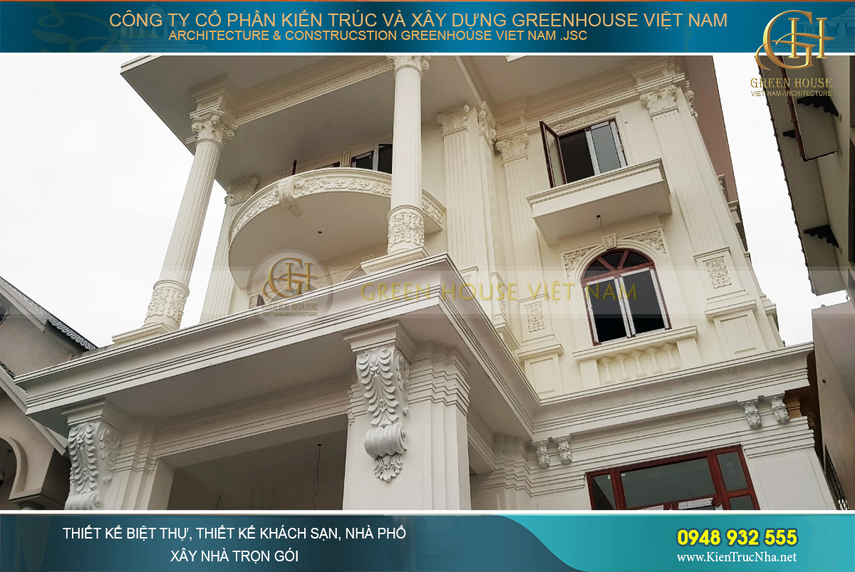 Thi công trọn gói biệt thự phố 4 tầng tân cổ điển diện tích 150m2