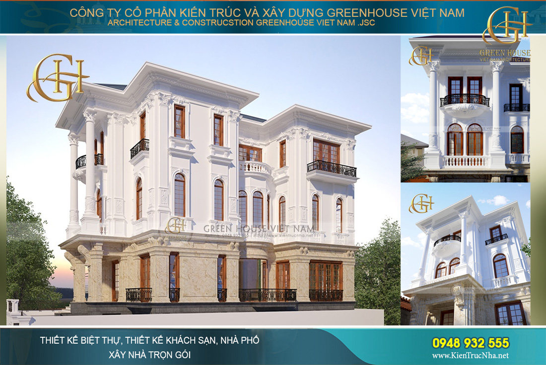 Biệt thự tân cổ điển 1 tầng trệt 3 tầng lầu với vẻ đẹp đẳng cấp khiến bất cứ ai cũng phải thán phục