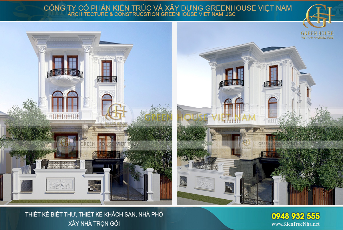 Thi công trọn gói biệt thự phố tân cổ điển 4 tầng 10x15m