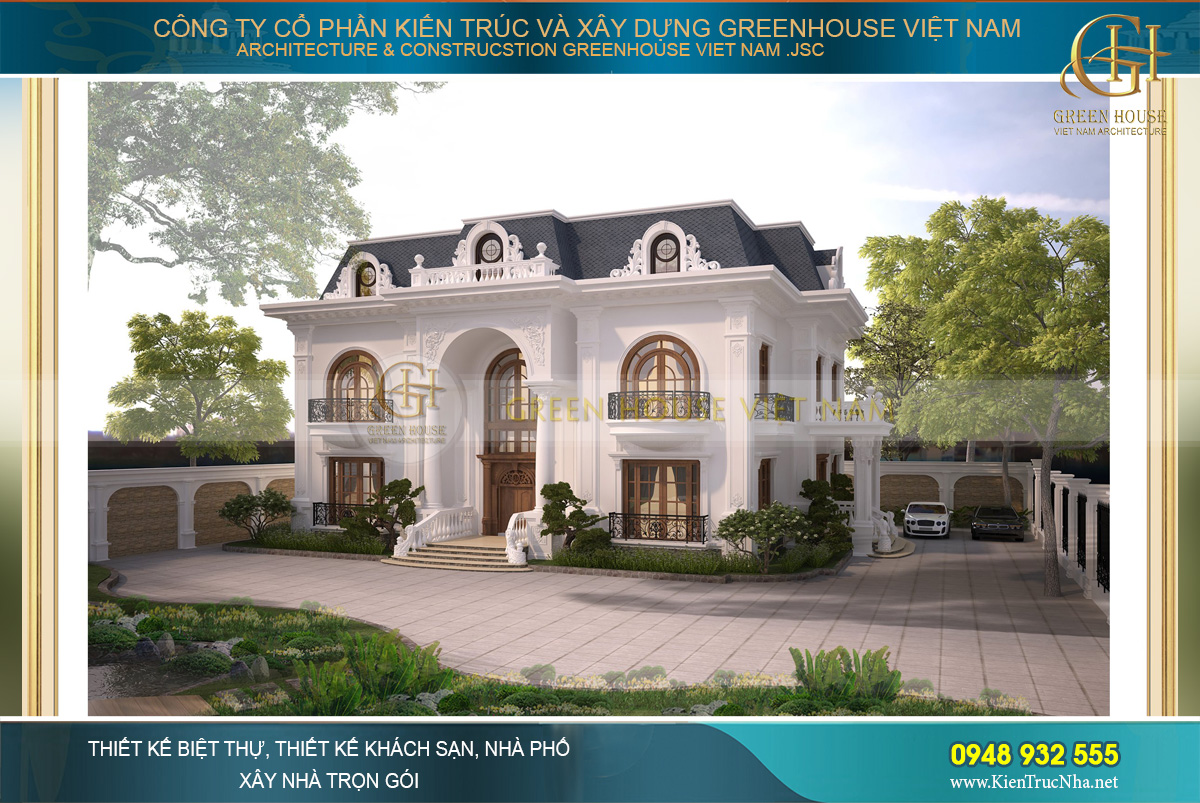 Một phương án thiết kế khác của biệt thự tân cổ điển 2 tầng 1 tum