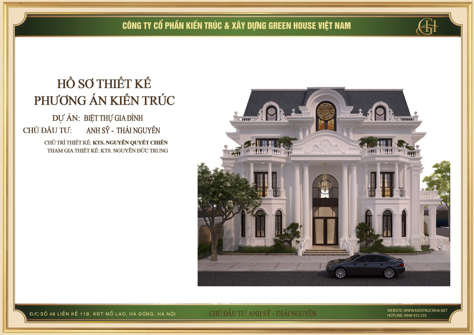 Biệt thự 3 tầng đẹp đẳng cấp tại Thái Nguyên - Kiến trúc tân cổ điển