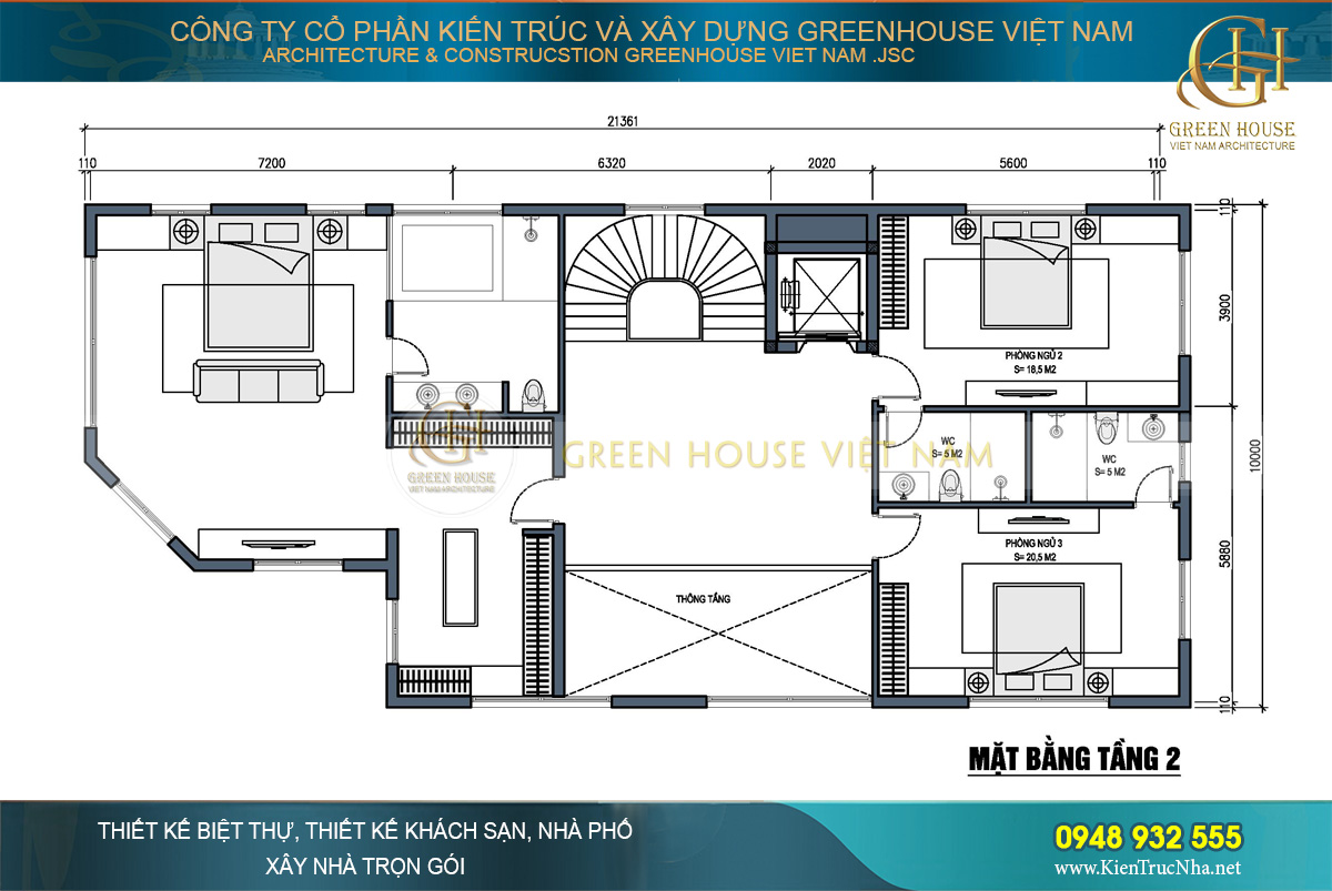 thiết kế biệt thự tân cổ điển 4 tầng tại vinhomes hà nội