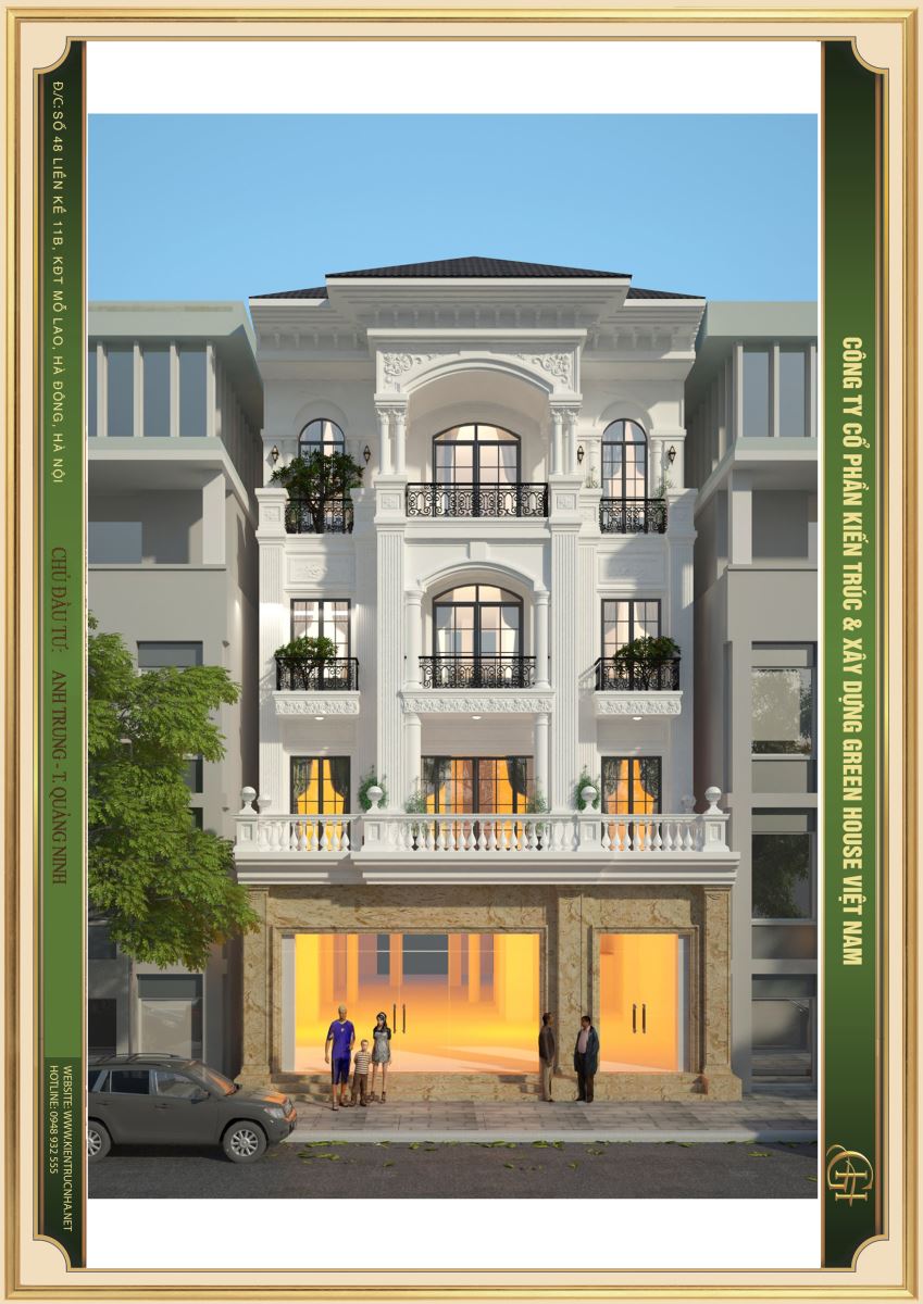 Từ tầng 2 được thiết kế đăng đối khiến tổng thể công trình trở nên bề thế và đẹp mắt