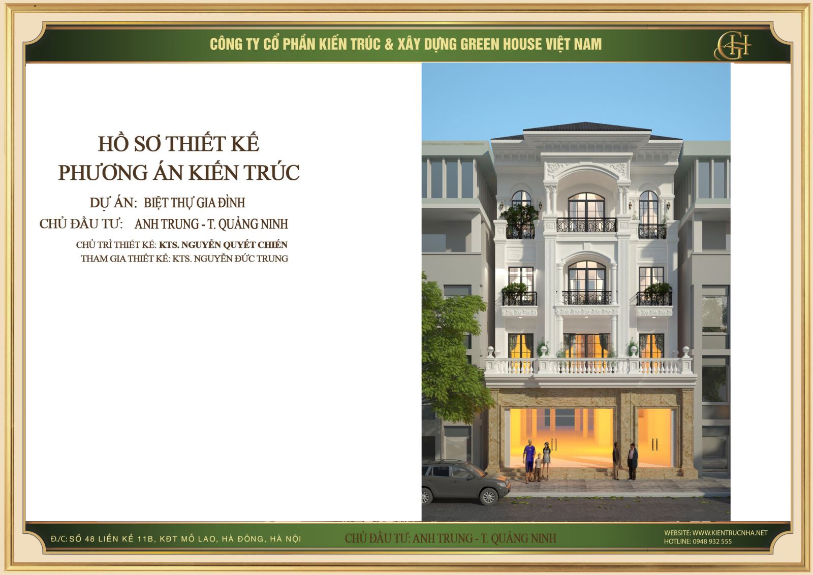 Thiết kế biệt thự kết hợp kinh doanh 4 tầng - Phong cách tân cổ điển