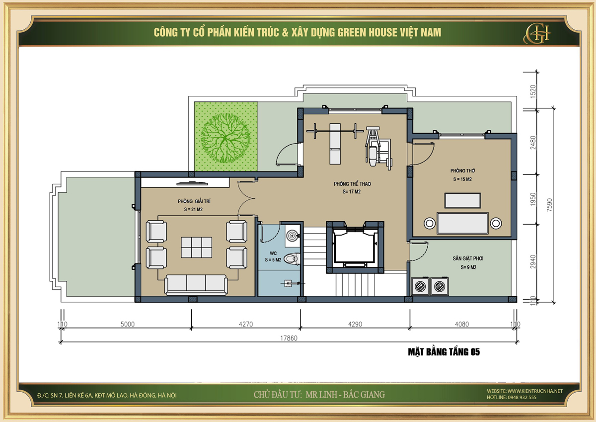 Thiết kế mặt bằng tầng 5 cho biệt thự tân cổ điển tại Bắc Giang