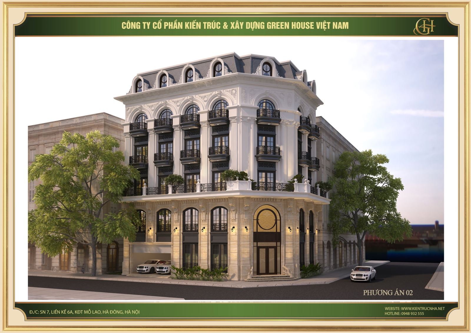 Phương án thiết kế 2 cho mẫu biệt thự tân cổ điển 5 tầng tại Bắc Ninh