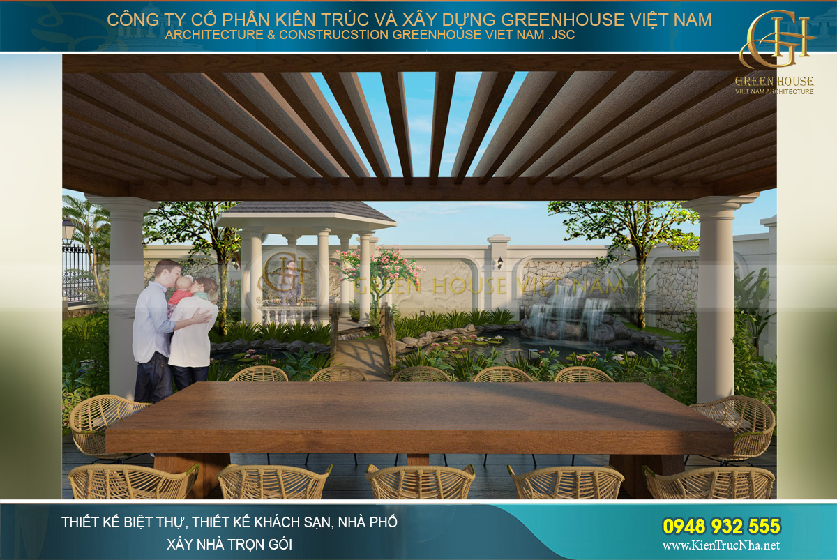 thiết kế biệt thự tân cổ điển sân vườn 4 tầng tại bắc giang