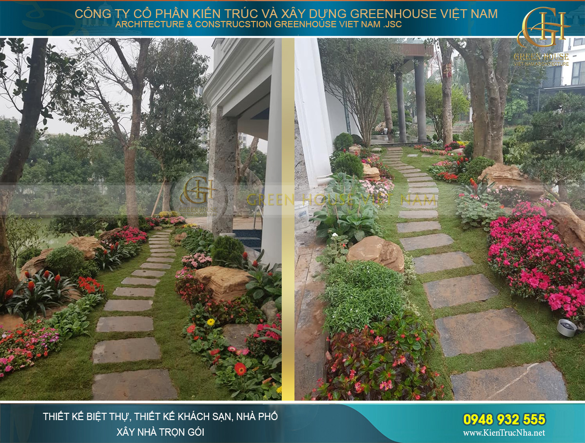 thi công thực tế biệt thự tân cổ điển Vinhomes Hà Nội