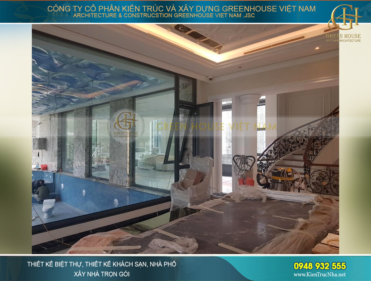 thi công thực tế biệt thự tân cổ điển Vinhomes Hà Nội