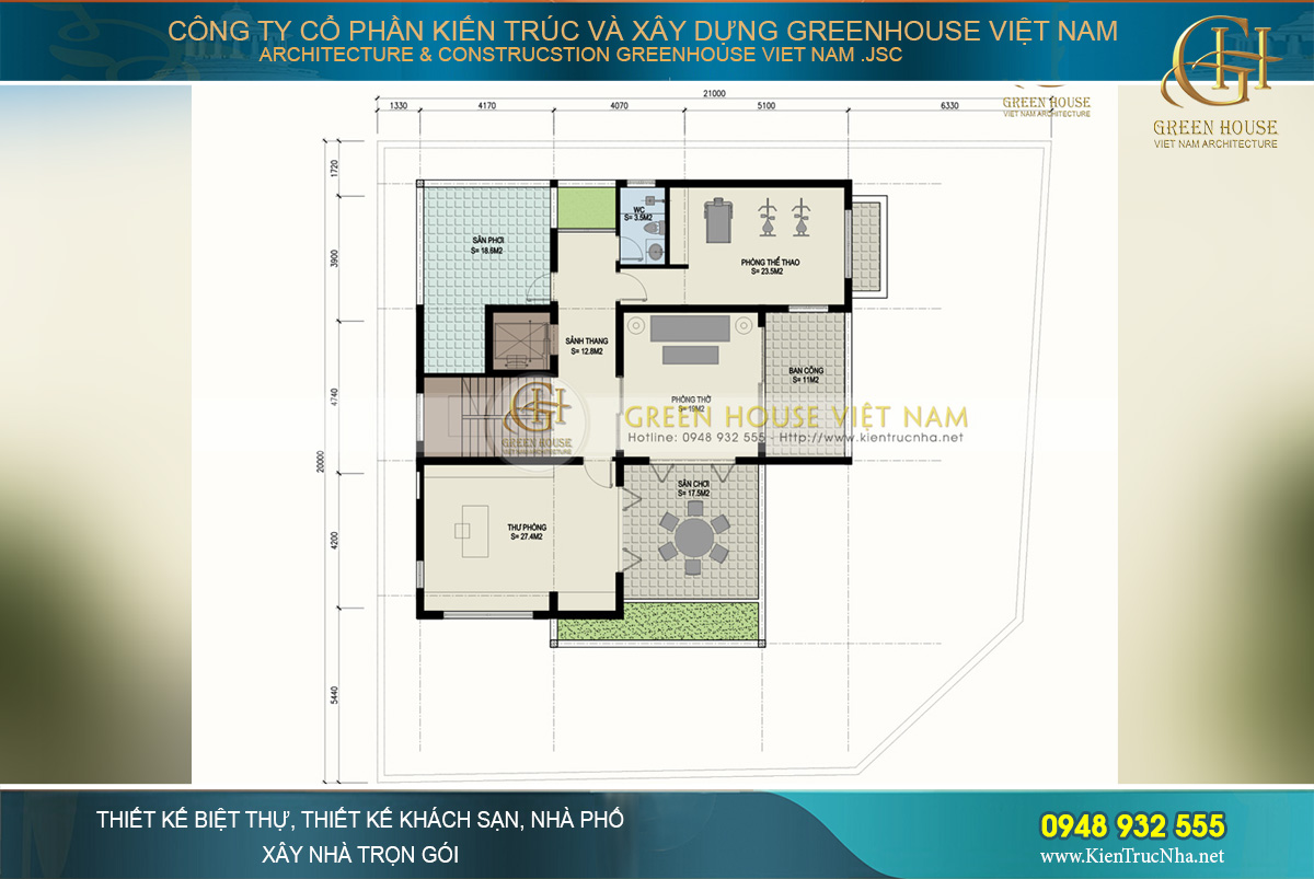 Thi công trọn gói biệt thự tân cổ điển 3 tầng 1 tum