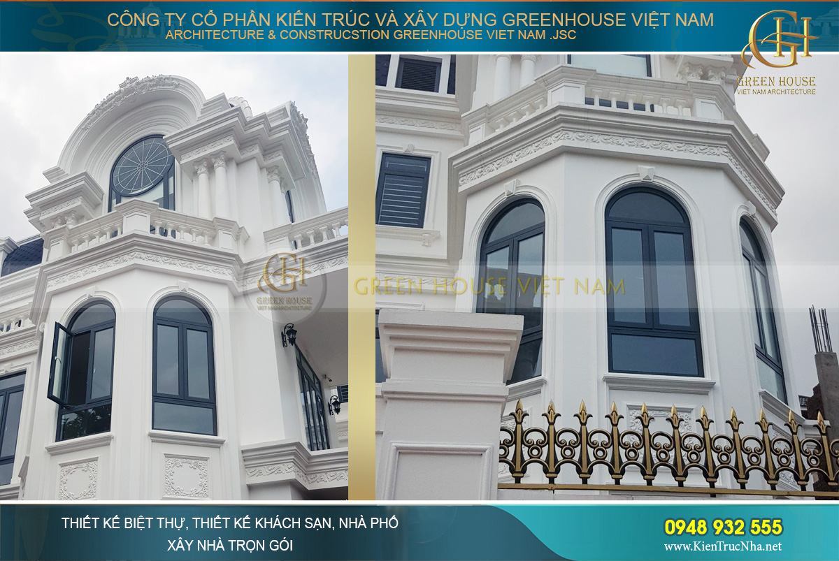 Thi công trọn gói biệt thự tân cổ điển 3 tầng 1 tum