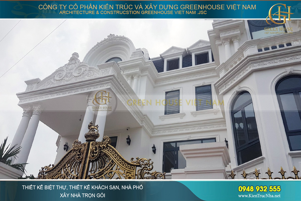 Thi công trọn gói biệt thự tân cổ điển 3 tầng 1 tum