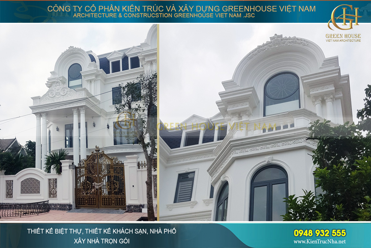 Thi công trọn gói biệt thự tân cổ điển 3 tầng 1 tum