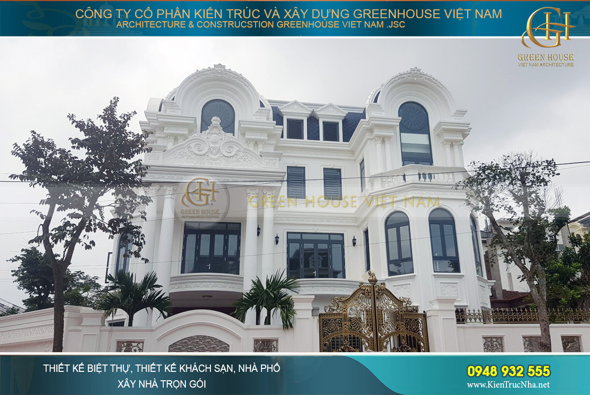 Thi công trọn gói biệt thự tân cổ điển 3 tầng 1 tum