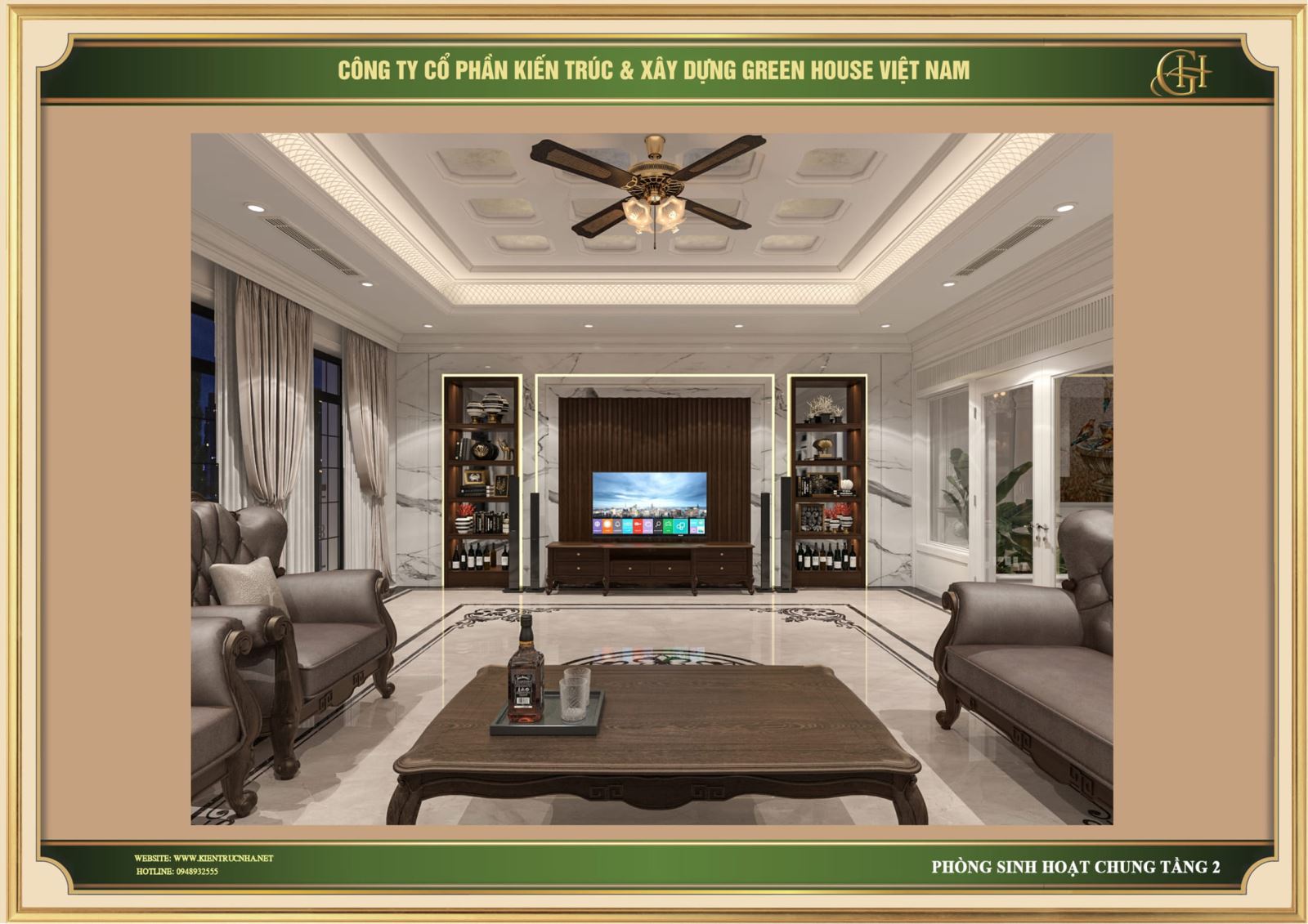 Bố cục nội thất trong không gian được thiết kế có phần đơn giản, tinh tế